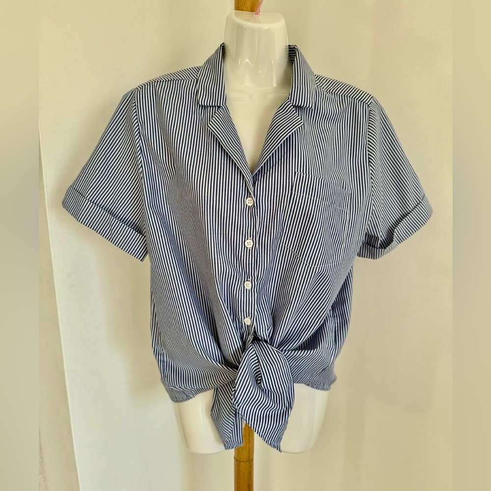 French Connection Blue and White Striped Shirt